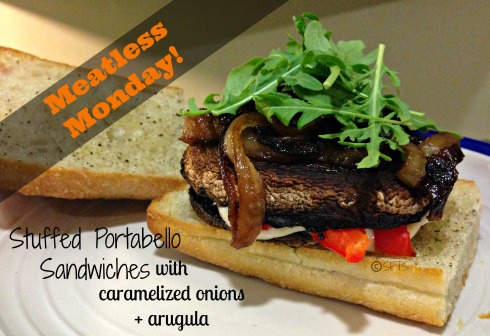 Meatless-Monday-1-Stuffed-Portabello-Sandwiches-Caramelized-Onion-Arugula